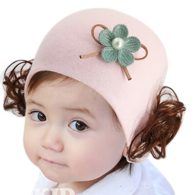 

2019 New Cute Toddler Kids Baby Girl Cute Flower Wig Design Winter Warm Hat Cap Headwear