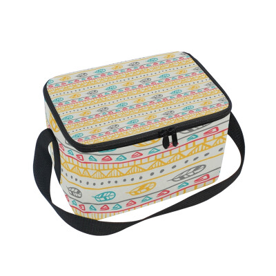 

ALAZA Insulated Lunch Box Mandala Tribal Pattern Lunch Bag for Men Women Portable Tote Bag Cooler Bag