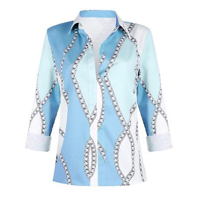 

Sexy Blouse Women Vintage Loose Casual Shirts Cartoon Print Lapel Shirt Loose Long Sleeve Blouses Blusas Mujer De Moda