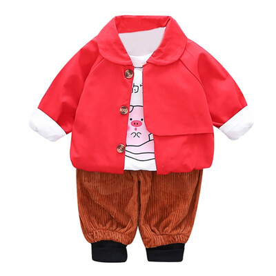 

Autumn Baby Boy Girl Cute Long Sleeve Cartoon Print T-shirt Sweatshirt Trousers Casual Outfits Sets