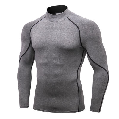 

Men Long Sleeve Speed Dry T-Shirts Fitness High Collar Sports Running Training High-elastic Tight-fitting Tops