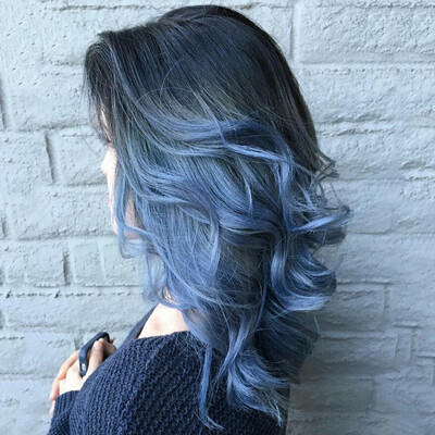 

Tailored Heat Resistant Women Black to Blue Long Wavy Wigs Hair Synthetic Full Wigs