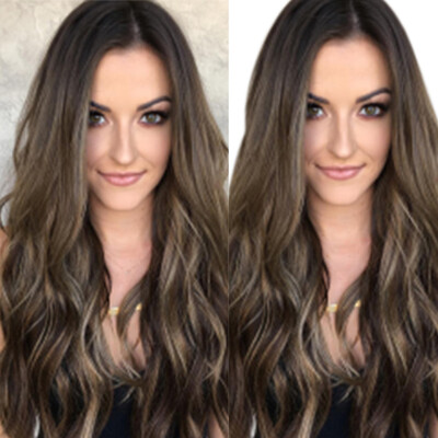 

Gobestart Women Mix Colors Gradient Long Curly Synthetic Wig Full Wig Wavy Wig
