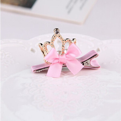 

Shiny Crown Hair Clip With Big Rhinestone Bow Princess Queen Children Accessories Barrettes 4 Shapes