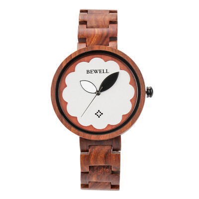 

BEWELL ZS-W152A Women Wood Watch Round Quartz Movement Vintage Casual Analog Wrist Watch