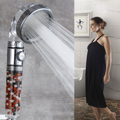 

Willstar One-touch 3 Levels Adjustable Bath SPA Shower Head Water-stop Booster Shower Bath Head Water Saving Shower