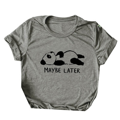 

Cute Cartoon Panda Letter Print Women Plus Size Summer T-Shirt Short Sleeve Top