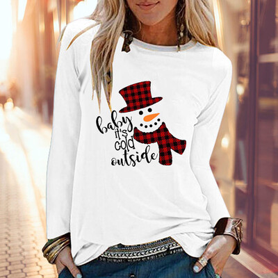 

Tailored Christmas Women Print Color Print Tops Hooded Pullover Blouse T-Shirts
