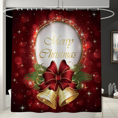 

Merry Christmas Happy New Year Santa Claus Christmas Tree Printed Shower Curtain Bathroom Curtain With Hooks Gift Christmas