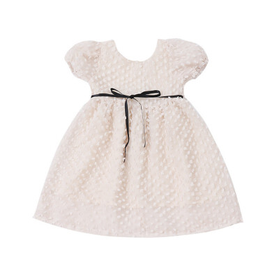 

Children Summer Cute Girls Cotton Cute Breathable Solid Color Lace Bow Sweet Princess Sister Dress