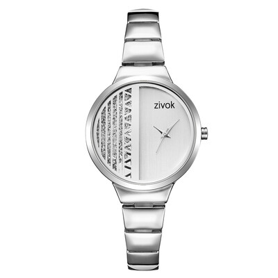 

ZIVOK Women Quartz Wrist Watch Bracelet Fashion Geometric Halve Wood Texture Dial Watch World Time Display with Gift Box