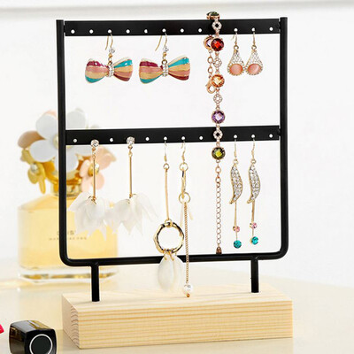 

Toponeto Wood Base Metal Jewelry Holder Display Stand Dangle Earrings Hanging 24 Holes