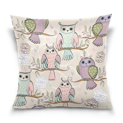 

ALAZA Throw Pillow Cover 16 X 16 inch Christmas Gift Cushion Cover with Owls Printed Pillowcase