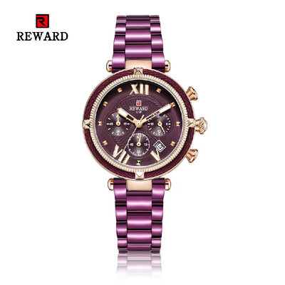 

REWARD Women Watches Feminine Waterproof Sport Quartz Watch Full Steel Chronograph Military Watch Women Girl Clock for Female