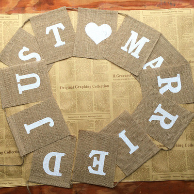 

Wedding Pull Flag Linen Retro Pull Flag DIY Wedding Party Decoration