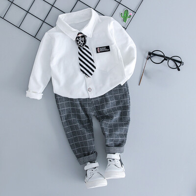 

Newborn Autumn Baby Boy Casual Spring Autumn Outfits Cartoon Tie Printed Cotton Clothes Tops Pants