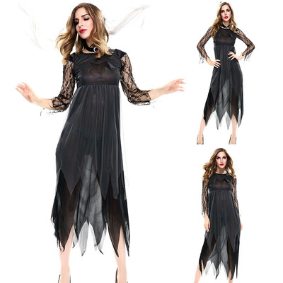 

Tailored Women Sexy Halloween Retro Demoness Long Sleeve Hooded Cosplay Performing Dress