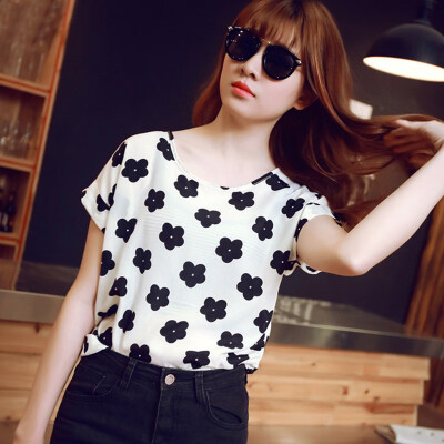 

2018 New Large Size Women Printing Blouse Bird Bat Shirt Short-Sleeved Chiffon Blusas Femininas Roupas Summer Style