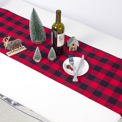 

Tablecloth New Christmas Plaid Print Cotton Decorations Christmas Linen Table Flag Table Mat Creative Christmas Plaid Table Mat