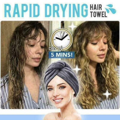 

NEW RAPID DRYING HAIR TOWEL - Thick Absorbent Shower Cap Fast 5 Colours