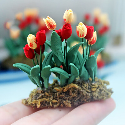 

YIWULADollhouse Miniature Scene Model Potted Flower Decoration Pretend Play Toy