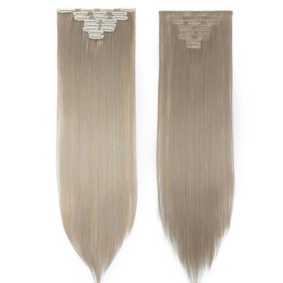 

Full Head Clip Synthetic in Hair Extensions 8 Piece 18 Clips Hairpiece Long Wave Curly Straight for Women