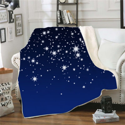 

Starry Sky Nightscape Double-Sided Super Soft Sherpa Fleece Throw Blanket For Home Sofa Bed Travelling Camping Blanket Boys