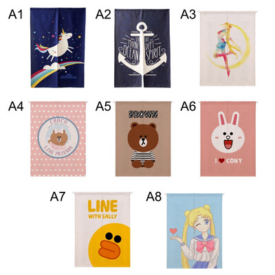

Japanese Style Cartoon Design Cotton Doorway Partition Curtain Linen Hanging Tapestry Home Decorations