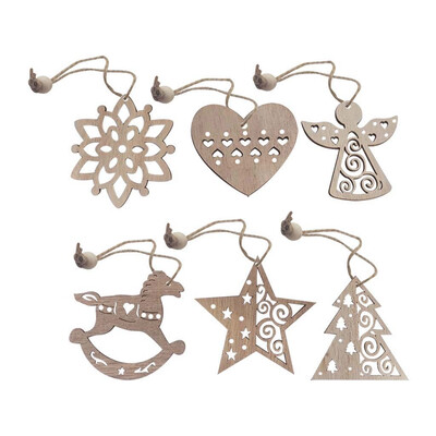 

Tailored 6Pcs Christmas Snowflakes Wooden Pendants Xmas Tree Ornaments Home Hanging Decor