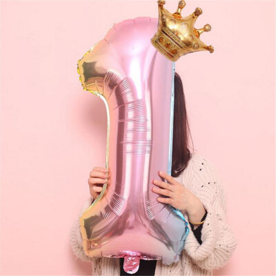 

Toponeto Crown Number Foil Balloons Number Ballon Happy Birthday Party Decoration 32 Inch