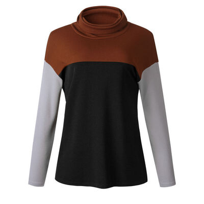 

Women Autumn Winter Turtleneck Knitted Sweater Fashion Patchwork Long-Sleeved Loose Sweaters Female Casual Bottom Tops 2019