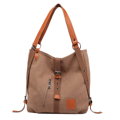 

Casual Womens Convertible Large Capacity Tote Shoulder Bag Canvas Backpack