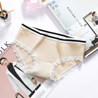 

2019 New Autumn Winter Harajuku Comfortable Thread Cotton Panties Ladies Lace Side Waist Briefs Sweet Lingerie трусы женские