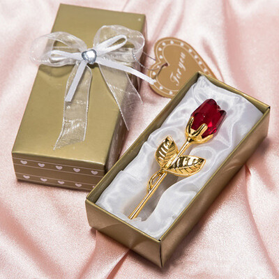 

Artificial Crystal Rose With Metal Rod Flower Branch Decoration Pendant Valentines Day Gift Flower For Wedding