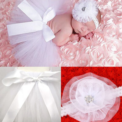 

Infant Bunny Skirt Hairband Set Feather Lace Baby Set Baby Set Photography Props Accessories