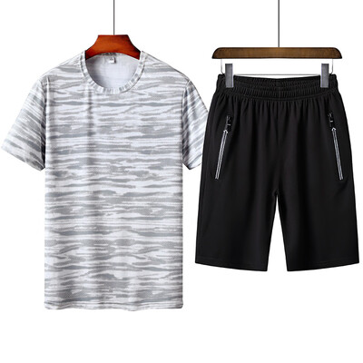 

Toponeto Mens Summer Leisure Fashion Printing Plus Size Short Sleeve Shorts Sports Sets