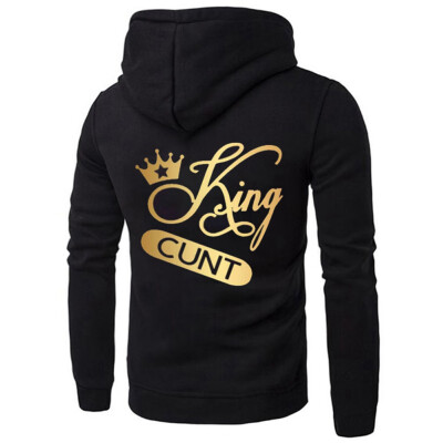 

2019 New King Queen Print Long Sleeve Couple Hoodies Valentines Day Gift For Lovers Casual Hooded Sweatshirt Pullover Tops