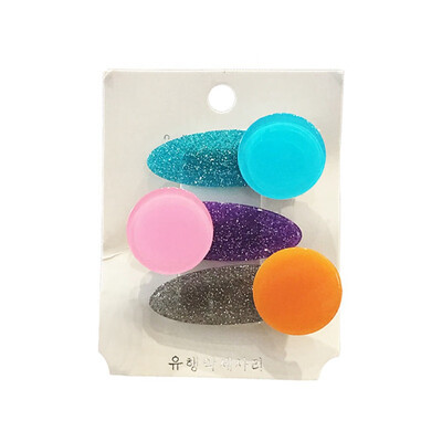 

3pcs Set Girls Hair Clips Cute Candy Color Design Hair Pin Set Children Princess Hair Accessories