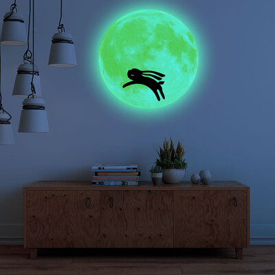 

Gobestart 30cm Mid-Autumn Festival Luminous Moon Transcend Bright Light Round Wall Sticker