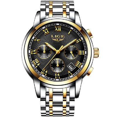 

LIGE 9849 Quartz Man Watch Unique Fashion Sport Casual Brand Quartz Clock Luxury Stainless Steel Strap Waterproof Wrist Watch Relo