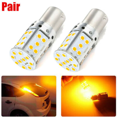

2pcs 12-24V Canbus Error Free Yellow 1156 LED Bulb 35-SMD Turn Signal Light Lamp