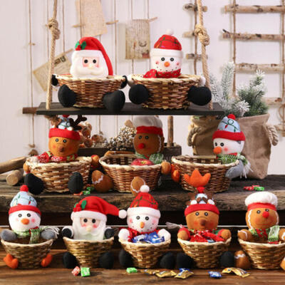 

Merry Christmas Candy Storage Basket Xmas DIY Decor Santa Claus Storage Basket