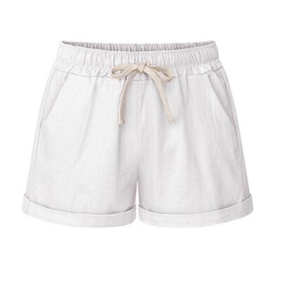 

Summer Women Hot Shorts Plus Size Drawstring High Waist Shorts Solid Breathable Cotton Shorts Clothes