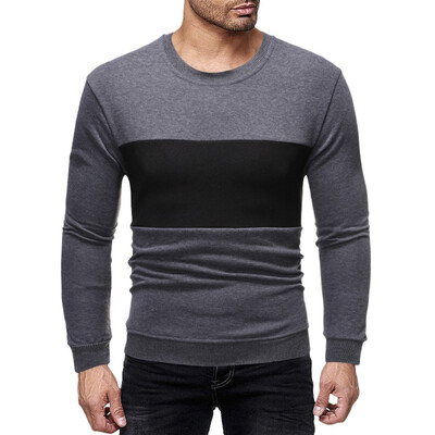 

Toponeto Men New Fashion Autumn Winter Long Sleeve Sweatshirt Patchwork Tops Blouse