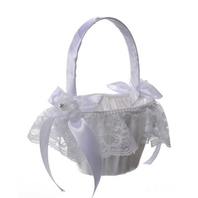

Romantic Basket Wedding Decor Collection Flower Basket Satin Rose Petals Holder for Wedding Party Decoration