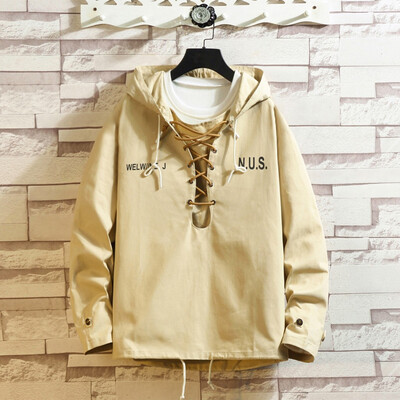 

Toponeto Mens Casual Fashion Frenulum Patchwork Pullover Hoodie Loose Outwear Tops