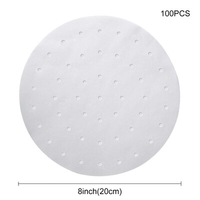 

100 PCS High Quality Perforated Parchment Steam Paper Non-stick Steamer Mat Double-sided Silicone Paper kitchen tools 22CM