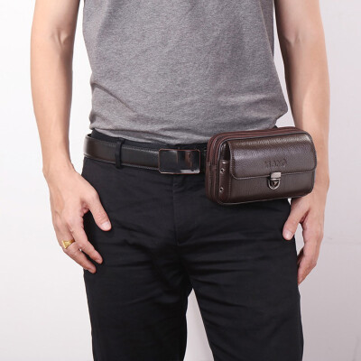 

Tailored Men Pure Color Leather Wallet Zipper Coin Purse Card Holder Waist Bag Chest Bags