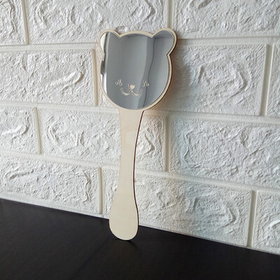 

Toponeto Nordic Wooden Mirror Cartoon Butterfly Rabbit Baby Kids Room Decor Handle Mirror