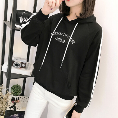 

CITYPLUS 2019 new letter thin student hooded pullover sweater female tide CWWY191224 black